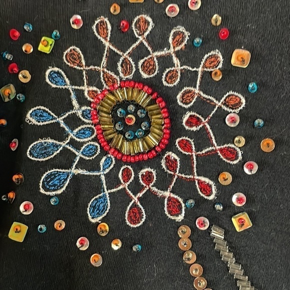 Zenergy By Chico's Black Embroided and Beaded Full Zip Jacket - Picture 5 of 10